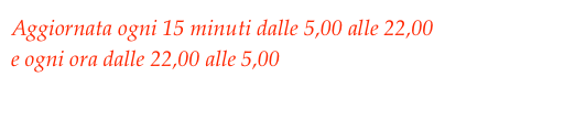 Aggiornata ogni 15 minuti dalle 5,00 alle 22,00 
e ogni ora dalle 22,00 alle 5,00
                           Fotocamera Canon Powershot A85
